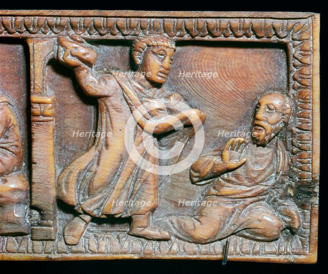 Ivory panel showing the stoning of St Paul, 4th century. Artist: Unknown