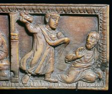 Ivory panel showing the stoning of St Paul, 4th century