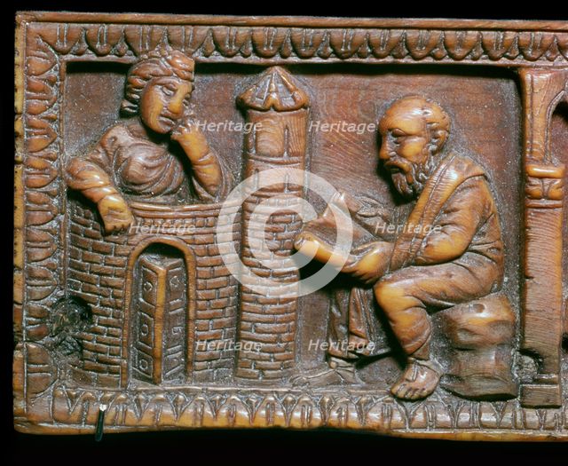 Ivory panel showing St Paul and Thecla, 4th century. Artist: Unknown