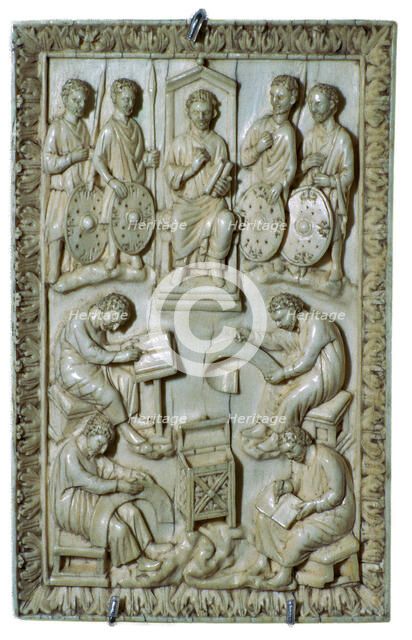 Ivory plaque of a reliquary from the treasure of St Denis, 10th century. Artist: Unknown
