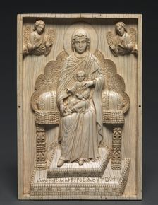 Ivory Plaque with Enthroned Mother of God ("The Stroganoff Ivory"), 950-1025. Creator: Unknown