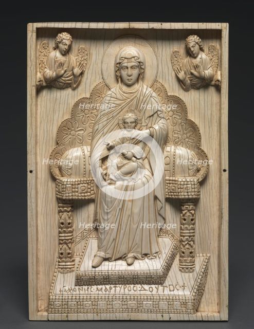 Ivory Plaque with Enthroned Mother of God ("The Stroganoff Ivory"), 950-1025. Creator: Unknown.
