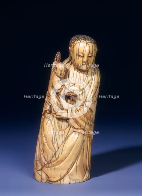 Ivory woman and child, Qing dynasty, China, 17th-18th century. Creator: Unknown.