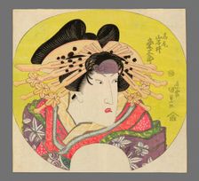 Iwai Kumesaburo II as the Courtesan Takao in Banzei Okuni Kabuki, c. 1827. Creator: Utagawa Kunisada