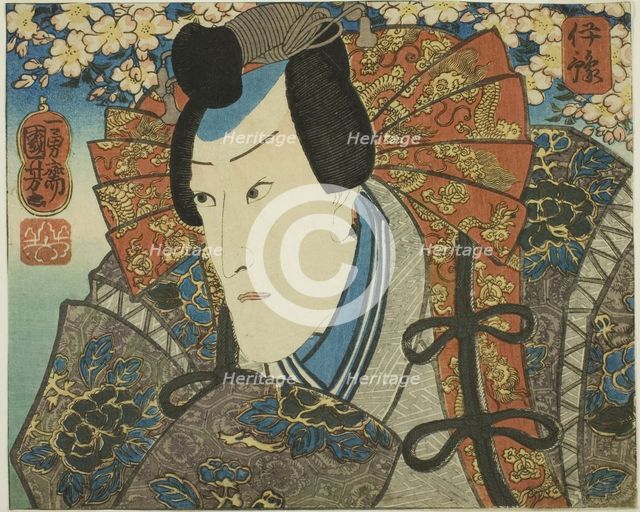 Iyo Province: Ichikawa Danjuro VIII as Minamoto no Yoshitune, from the series "Modern Scen..., 1852. Creator: Utagawa Kuniyoshi.