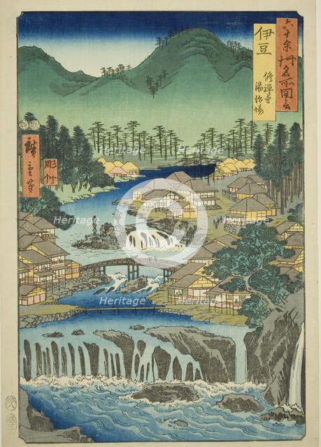 Izu Province: Hot Springs of the Shuzen Temple (Izu, Shuzenji tojiba), from the series "Fa..., 1853. Creator: Ando Hiroshige.