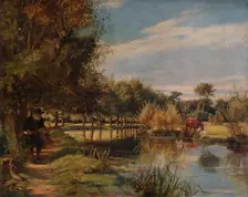 Izaak Walton angling: A Summer's day on the banks of the Colne (1938). Artist: Edward Matthew Ward