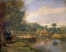 Izaak Walton fishing 1850. Artist: EM Ward