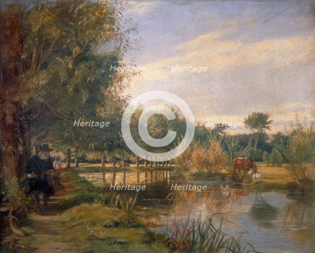 'Izaak Walton fishing', 1850.                                             Artist: EM Ward