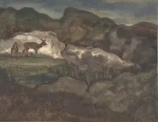 Izards in the Glaciers (Pyrenean Chamois), 1810-75. Creator: Antoine-Louis Barye