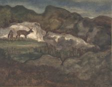 Izards in the Glaciers (Pyrenean Chamois), 1810-75. Creator: Antoine-Louis Barye