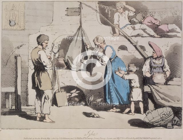 'Izba'; a Russian family, 1812. Creator: John Augustus Atkinson.
