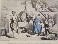 Izba'; a Russian family, 1812. Creator: John Augustus Atkinson