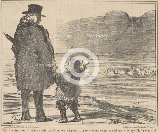 J'veux monter tout de suite la-dedans avec toi papa ..., 19th century. Creator: Honore Daumier.