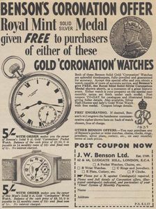 J W Benson Corornation watches, 1937