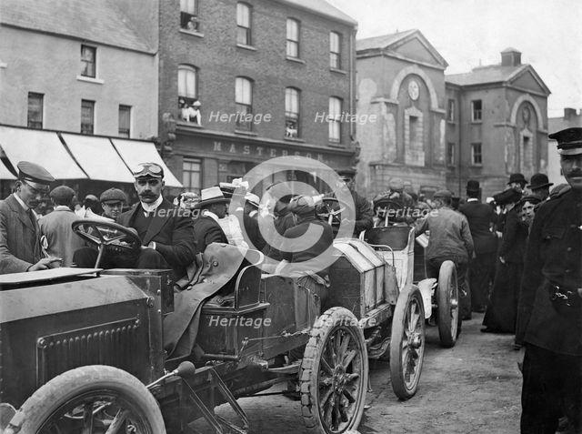 J.W. Stocks in Napier at Athy during 1903 Gordon Bennett race. Creator: Unknown.