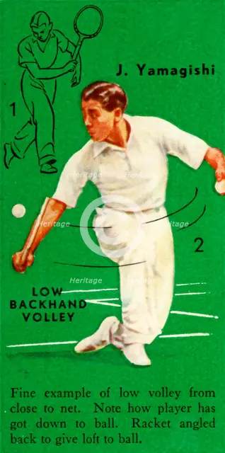 'J. Yamagishi - Low Backhand Volley', c1935. Creator: Unknown.