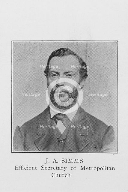 J. A. Simms; Efficient Secretary of Metropolitan Church, (1921?). Creator: Unknown.