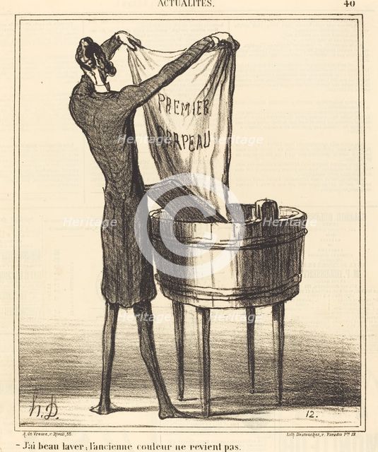 J'ai beau laver; l'ancienne couleur ne revient pas, 1869. Creator: Honore Daumier.