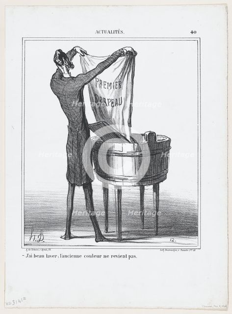 J'ai beau laver; l'ancienne couleur ne revient pas, 1869.  Creator: Honore Daumier.
