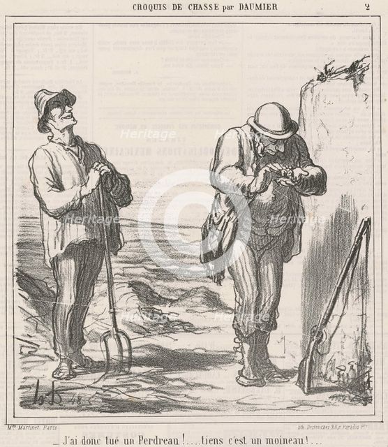 J'ai donc tué un perdreau!, 19th century. Creator: Honore Daumier.