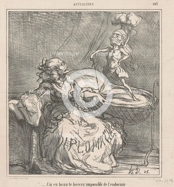 J'ai eu beau le bercer ..., c1850s. Creator: Honore Daumier.