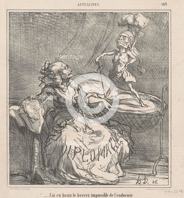 J'ai eu beau le bercer ..., c1850s. Creator: Honore Daumier.