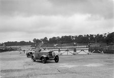J Cleland's Ford V8 and JH Barker's Riley Lynx at the chicane, JCC Members Day, Brooklands, 1939. Artist: Bill Brunell
