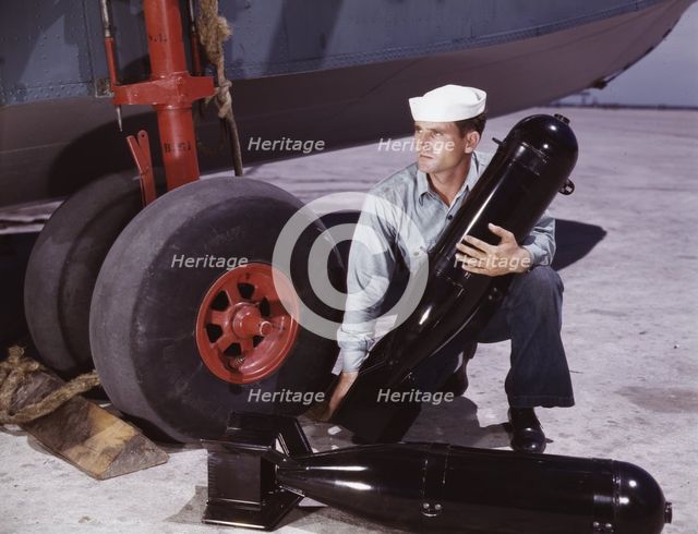 J.D. Estes at the Naval Air Base, Corpus Christi, Texas, 1942. Creator: Howard Hollem.