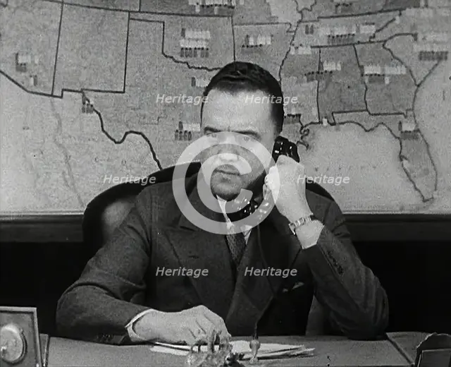J. Edgar Hoover of the FBI on the Phone, 1942. Creator: British Pathe Ltd.