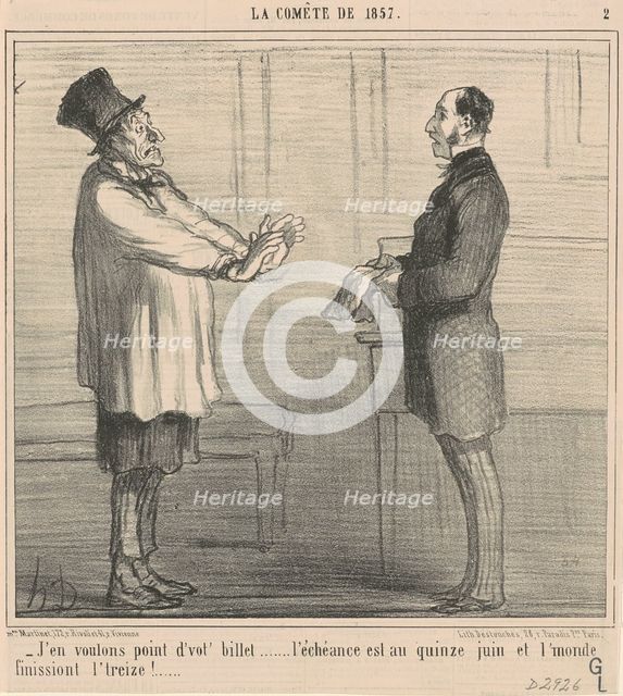 J'en voulons point d'vot' billet ..., 19th century. Creator: Honore Daumier.