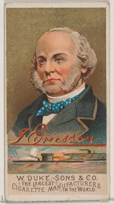 J. Ericsson, from the series Great Americans (N76) for Duke brand cigarettes, 1888., 1888. Creator: Unknown