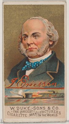 J. Ericsson, from the series Great Americans (N76) for Duke brand cigarettes, 1888., 1888. Creator: Unknown