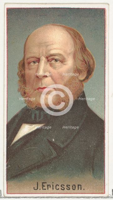 J. Ericsson, printer's sample for the World's Inventors souvenir album (A25) for Allen & G..., 1888. Creator: Allen & Ginter.