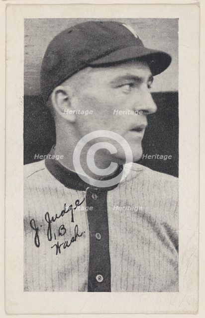 J. Judge, 1 B Wash., from Baseball strip cards (W575-2), ca. 1921-22. Creator: Unknown.
