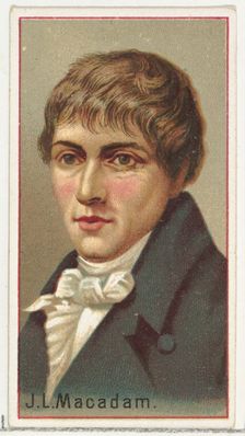 J. L. Macadam, printer's sample for the World's Inventors souvenir album (A25) for Allen &..., 1888. Creator: Allen & Ginter