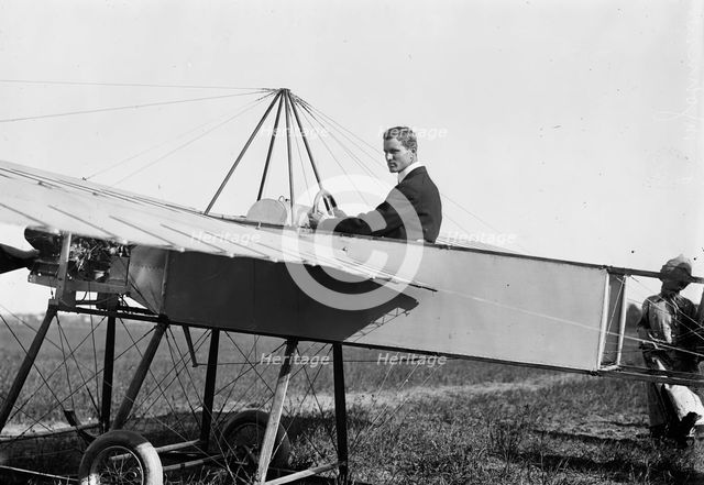 J.M. Johnson in Bleriotype [plane], between c1910 and c1915. Creator: Bain News Service.