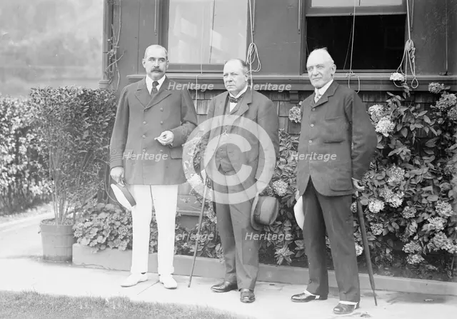 J.P. Morgan, Viscount Haldane and Sir K.M. McKenzie, 1913. Creator: Bain News Service.