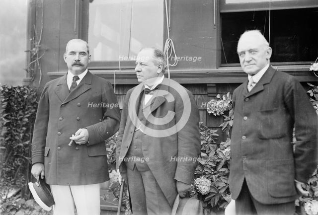 J.P. Morgan Jr, 1st Viscount Haldane, 1st Baron Muir-Mackenzie, 1913. Creator: Bain News Service.
