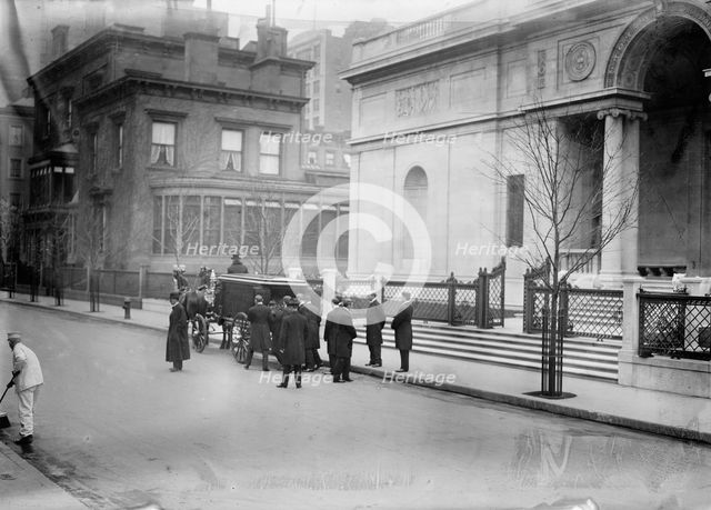 J.P. Morgan's body taken from his library, between c1910 and c1915. Creator: Bain News Service.