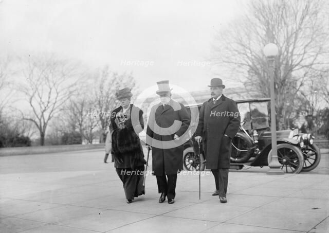 J. Pierpont Morgan Jr., right, with Father And Mrs. Herbert Satterlee, 1912. Creator: Harris & Ewing.