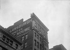 J. Reynolds, Performing Acrobatic And Balancing Acts On High Cornice Above 9th Street, N.W., 1917. Creator: Harris & Ewing