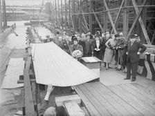 J. S. White laying the keel of the Brazilian destroyer Javary 30th March 1938. Creator: Kirk & Sons of Cowes