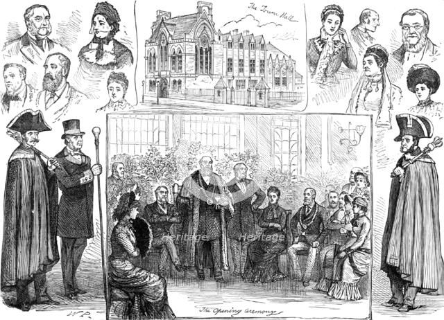 Jottings at the opening of the new Townhall at Hastings, 1881. Creator: W. P..