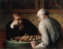 Joueurs d'échecs, between 1863 and 1867. Creator: Honore Daumier