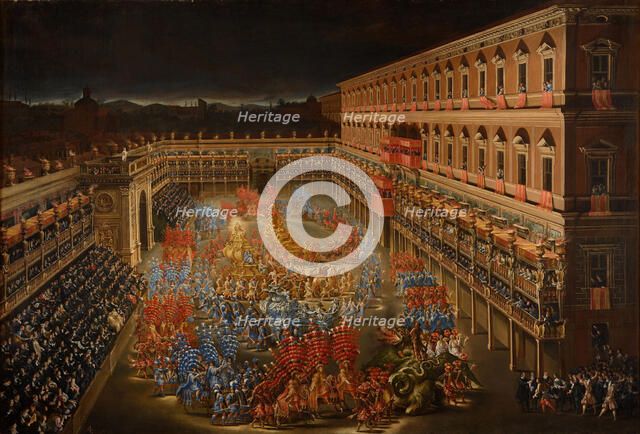 Joust of Carousels. The Festivities in Honor of Queen Christina of Sweden in the Courtyard of Palazz