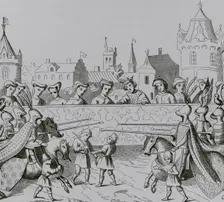 Jousting in honour of Isabella of Bavaria's entrance into Paris, 20 June 1389 , 15th cent (1877). Creator: Unknown