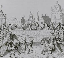 Jousting in honour of Isabella of Bavaria's entrance into Paris, 20 June 1389 , 15th cent (1877). Creator: Unknown