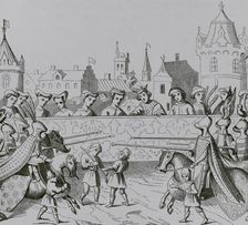 Jousting in honour of Isabella of Bavaria's entrance into Paris, 20 June 1389 , 15th cent (1877). Creator: Unknown