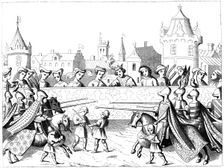 Jousting in the time of Queen Isabeau, 15th century, (1849)